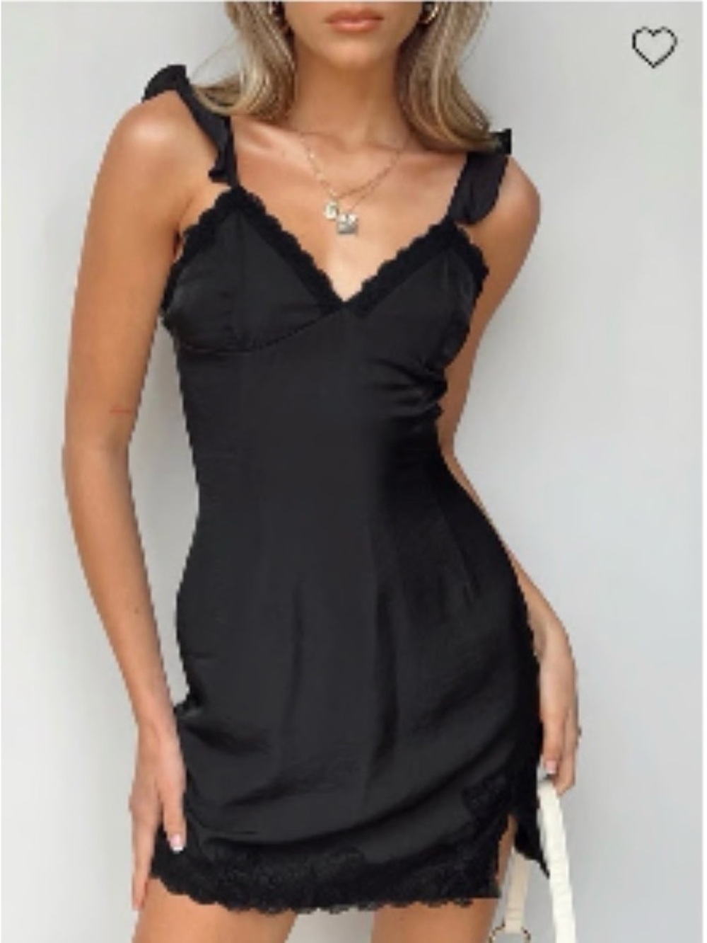Princess Polly Emmanuel Black Lace-Trim Mini Slip Dress